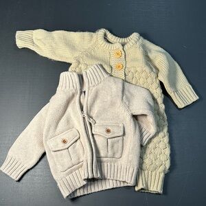Baby Gap and No Tag Cream Knit Baby Cardigan & Sweater Set - Neutral Baby Top